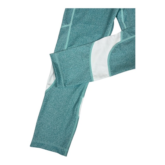 ZYIA Active Teal White Athletic Cropped Leggings Side Pockets Womens - Picture 2 of 6